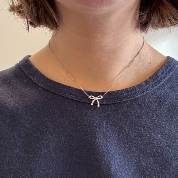 Tiffany & Co Silver Bow Necklace - Picture 2 of 3
